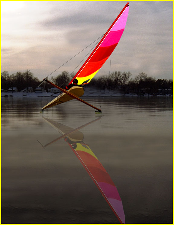 SLINGSHOT hikes accross black-ice on Fishers Lake, Three Rivers, Michigan