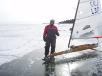 Smiles after a couple hours on Green Bay in the fresh snow before the regatta moved south